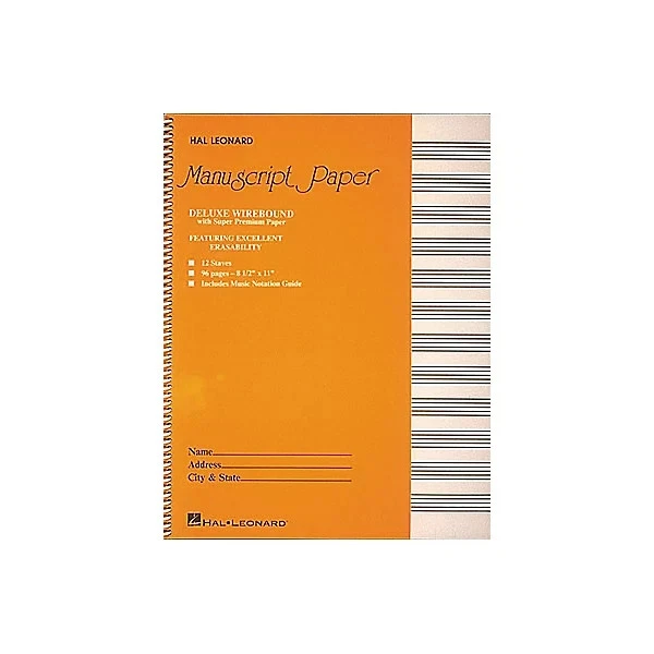 Papel manuscrito Hal Leonard 96 páginas 12 pentagramas 8 1/2 #R5487 Foto 1 de 1
