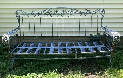 Antiguo jardín de hierro forjado ~ planeador de patio - Woodard, estilo Salterini de colección 3 asientos Foto 1 de 4