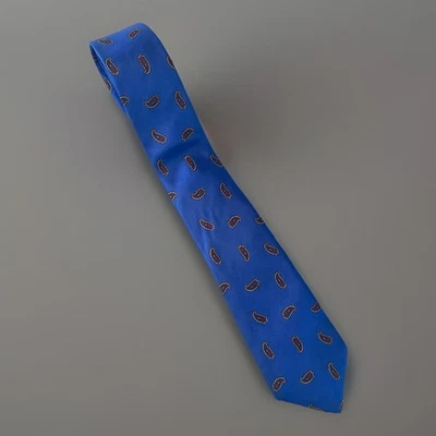 Corbata de seda Trussardi azul rojo cachemira hecha en Italia ropa de hombre de lujo Foto 1 de 3