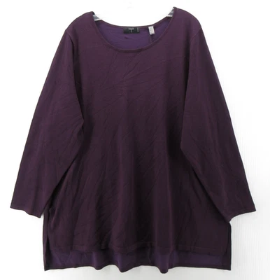 Tahari Sweater Women 2X Plus Purple Pullover Tunic Classic Knit Hi Low NEW - Image 1 of 4