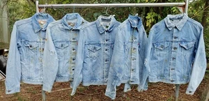 LOT OF 5 VTG LEVI'S 2-POCKET JEAN JACKETS Small E 70s -80s DISTRESSED DENIM USA - Picture 1 of 24
