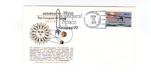 MANS CONQUEST OF SPACE AEROPEX STATION 1977 STAMP SUN CACHET ENV 1957-1977 STAMP - Picture 1 of 1