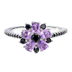 925 Sterling Silver Ring Oval Amethyst 4x3mm Spinel Gemstone Jewelry Size 7 - Picture 1 of 13