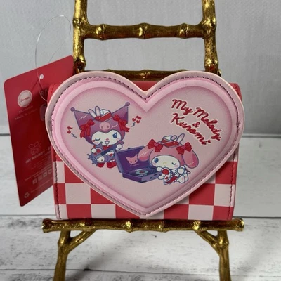 Sanrio My Melody & Kuromi Diner Heart Shaped Checkered Snap Wallet New - Image 1 of 4