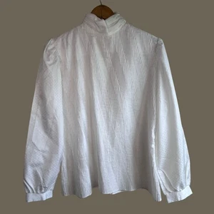 Vintage 70s Victorian Revival Rhoda Lee High Neck Blouse - Picture 1 of 9