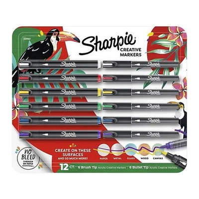 Sharpie 创意标记刷子和子弹头多种颜色 12 克拉 — 第 1/4 张图片