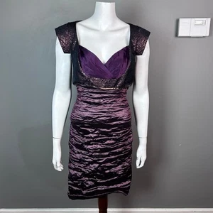 Vestido fairy grunge Y2K talla 12 púrpura metálico vamp jacquard Nicole Miller - Imagen 1 de 9