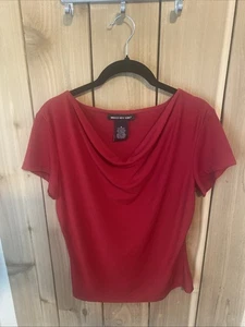 Briggs New York Rot U-Boot Ausschnitt Kurzarm Top Gr. M Neu ohne Etikett - Bild 1 von 3