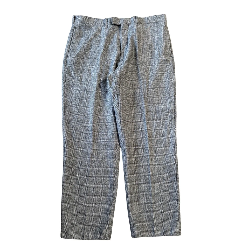 Vintage Polo Ralph Lauren Wool Pants Men's Size 36x30 Gray Glen Plaid Slacks - Image 1 of 4