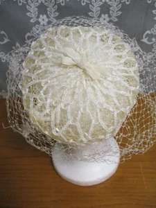 Vintage Union Made Woman's Hat - Beige, Cream with Netting - Picture 1 of 8