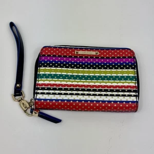 Stella & Dot Wallet Chelsea Tech Rainbow Polka Dot Striped Wristlet Zip Around - Picture 1 of 16