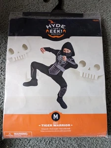 Ninja Boy's Complete Halloween Costume size M-8 Black Hooded Tiger Warrior  - Picture 1 of 2