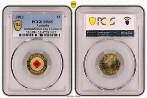 Australia 2012 Red Poppy Two Dollars $2 Coin PCGS MS65 #1437 - Picture 1 of 1