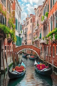 Venedig Europäische Landschaft Ölgemälde Wohndeko Wandbild gedruckt auf Leinwand - Bild 1 von 7