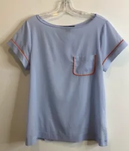French Connection Blue Pocket Tee with Orange Trim M - Picture 1 of 4