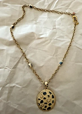 LAUREN G ADAMS NECKLACE STATEMENT CHAIN 24" + PENDANT BLUE ANIMAL PARADISE - Image 1 of 4