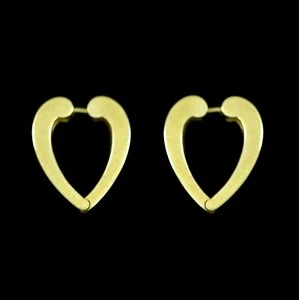 Danish 18k Gold Heart Earrings. 1960s - Picture 1 of 4