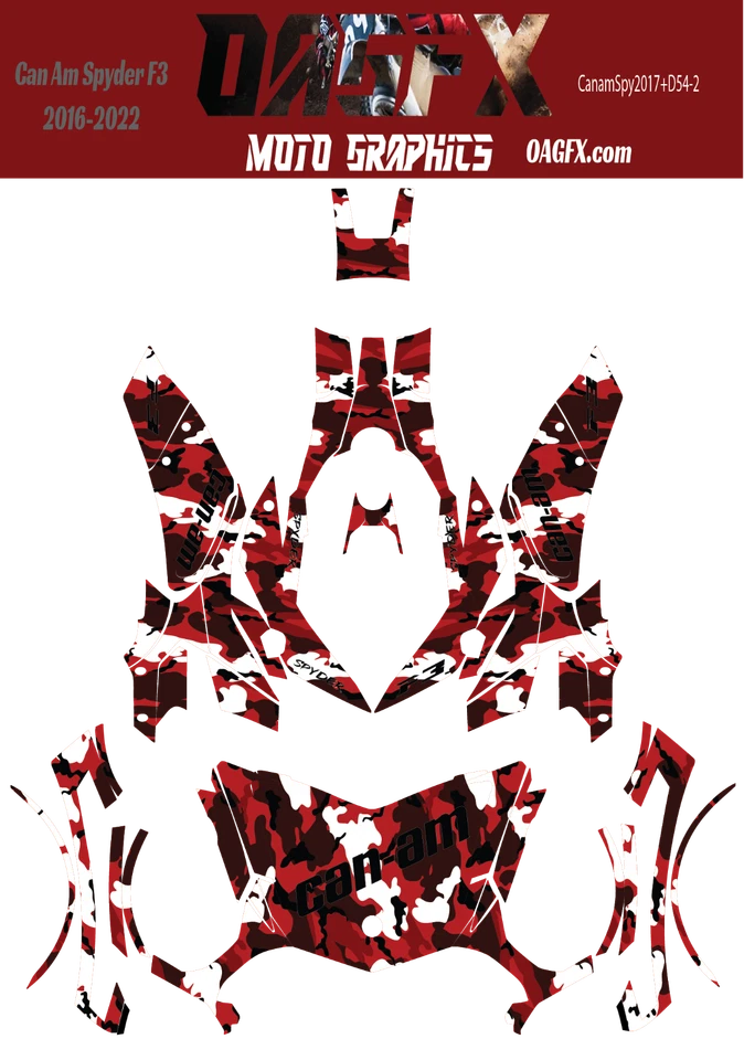2016 - 2022 Can Am Spyder F3 Graphics Kit  Pro Edition D54-2 Red Camo - Image 1 of 1