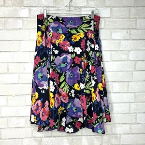 Lauren Ralph Lauren Floral A-Line Skirt Size 8 Asymmetric Hem Tropical Career - Picture 1 of 11