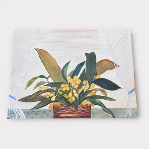 Antico vecchio dipinto olio vintage bouquet floreale su tavola anni 30 studente amatoriale - Foto 1 di 4