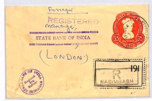 INDIA Uprated Stationery Cover Nasimbagh Registered 1987? GB London XP31 - Picture 1 of 10