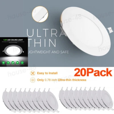 CERBIUT 20Pack 6 Inch LED Ceiling Lights Ultra-Thin Recessed Rerofit Kit 6500K Daylight