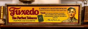 6"x24" Antique Style Tuxedo Tobacco Christy Mathewson Wooden Display Sign - Picture 1 of 3