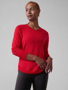 ATHLETA Mindset Sweatshirt Top SP S PETITE Matador Red | Soft Yoga Workout NWT