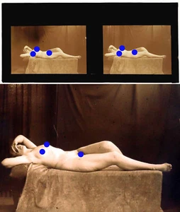 PHOTO STEREO EROTIQUE sur verre NU FEMININ 1900 - 1920 risque nude / 716 - Picture 1 of 3