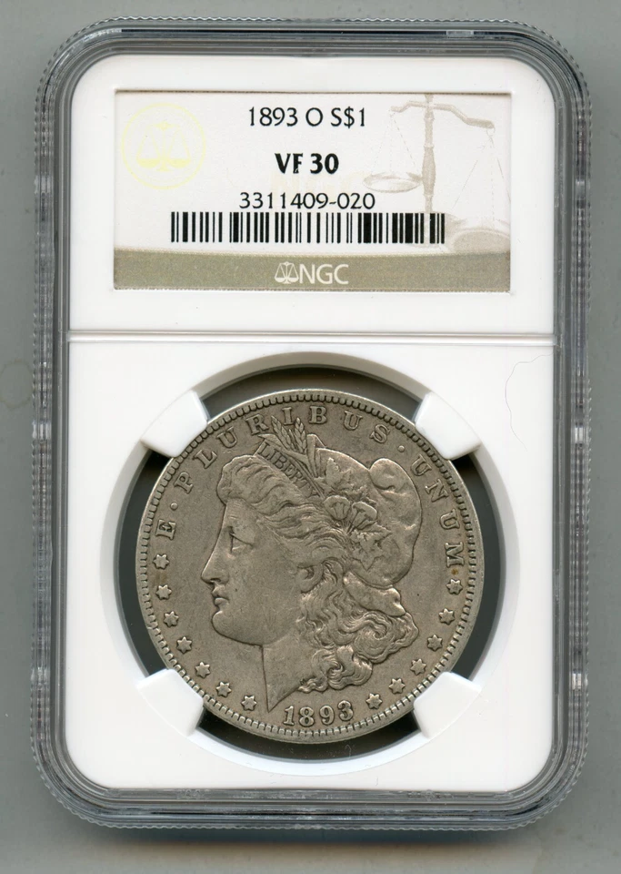 1893 O Morgan Silver Dollar NGC VF 30 - Image 1 of 4
