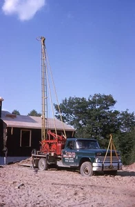 Orig Slide 1960's Old Pick Up Work Truck Well Drill Rig Construction 298N - Picture 1 of 1
