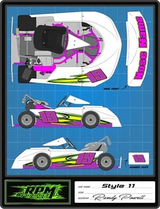 RACING GO KART WRAP WITH FRONT AND REAR NUMBERS, graphics, decals, wraps-Style11 - Bild 1 von 1