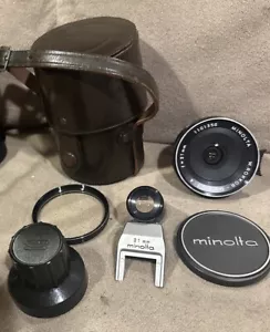 Minolta W Rokkor 21 mm f4 Weitwinkelobjektiv mit Finder Filterkappen Etui *NEUWERTIG/EX LESEN - Bild 1 von 20