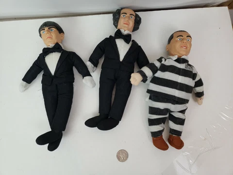 Lot of 3: 1999 Play by Play The Three Stooges Stuffed Plush Dolls Cover