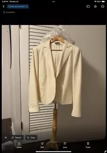 AKRIS PUNTO NATURAL CREAM WOOL ANGORA JACKET Sz 12 COTTAGECORE - Picture 1 of 10