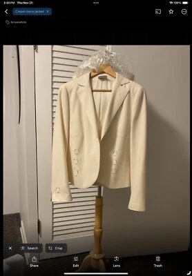 AKRIS PUNTO NATURAL CREAM WOOL ANGORA JACKET Sz 12 COTTAGECORE - Image 1 of 4
