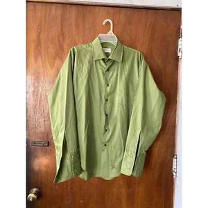 Manhattan Custom Limited vintage men's long sleeve shirt Green 16.5x3 Pre Owned - Picture 1 of 5