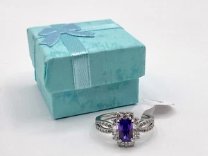 Bomb Party Ring RBP6149 Simply Elegant Purple Topaz Cubic Zirconia Sz 9 Rhodium - Picture 1 of 6