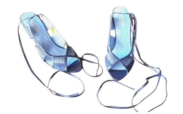 Max Studio Azul Marino 8M Zapatos "Panamá" Correa de Corbata al Tobillo 4" Tacones con Caja Original Foto 1 de 4