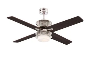 Modern Ceiling Fan With LED Light and Remote Control Oscar Nickel 122 CM - Picture 1 of 6