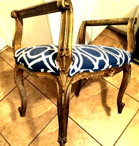 FRENCH LOUIS XV BOUDOIR BENCH / WINDOW SEAT Beautiful 19th C W Gilt Gold Antique Cover