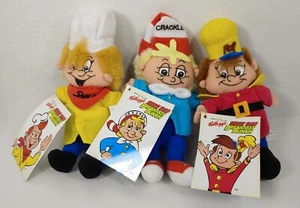 Vintage Kellogg Frühstücksbündel: Snap, Crackle & Pop - 9 Zoll Stofftier Sitzsack Maskottchen - Bild 1 von 9