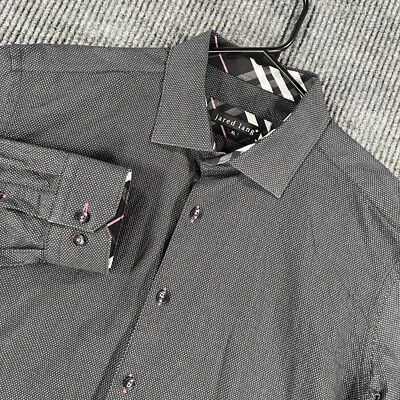 Camisa Jared Lang Para Hombre XL Extra Grande Negra Geométrica Manga Larga Abotonada Foto 1 de 4