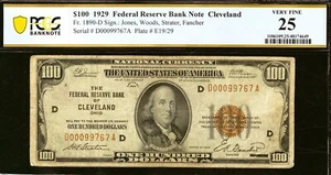 1929 $100 National Currency PCGS 25 FRBN Cleveland FR-1890-D - Picture 1 of 2