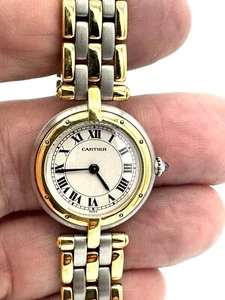 Montre Cartier Panthere Ronde Vendôme 3 rangs Or et Acier - boite et sur-boite - Foto 1 di 6