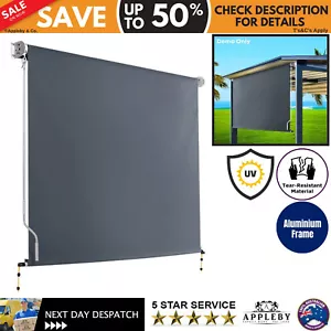 Outdoor Blinds Blackout Roll Down Awning Window Shade 2.4X2.5M Grey Screen - Picture 1 of 9