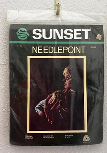 Vtg Sunset Needlepoint Kit Special Moment 6550 Beth Rienstra 9x12 Framed 1980s - Picture 1 of 4