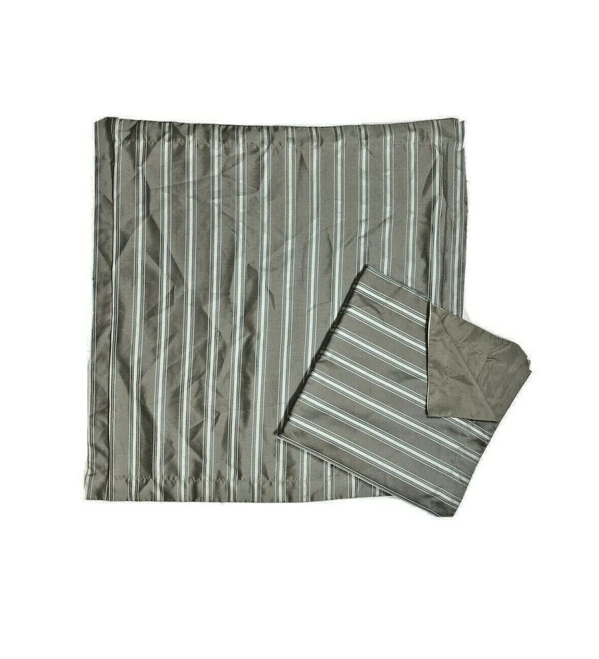 Martha Stewart Euro Shams Pillowcases Luxury Bedding Pair Gray Blue Stripe Print - Image 1 of 4