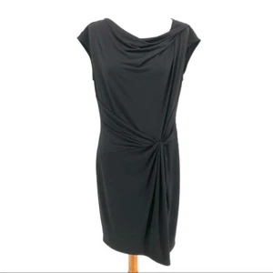 Women's MICHAEL Michael Kors Black Twist Waist Short Sleeve Cocktail Dress Si... - Photo 1/7