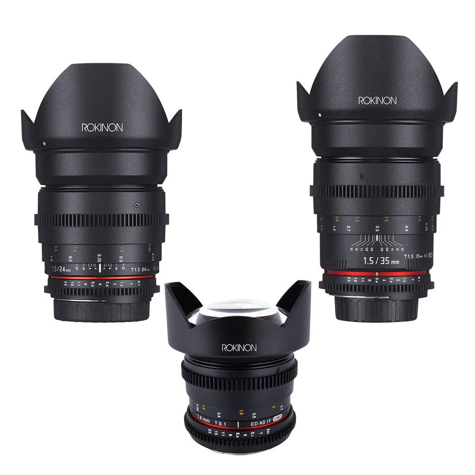 Rokinon Cine DS Wide Angle Cine Lens Kit for Sony E Mount - 35mm + 24mm + 14mm - Image 1 of 1
